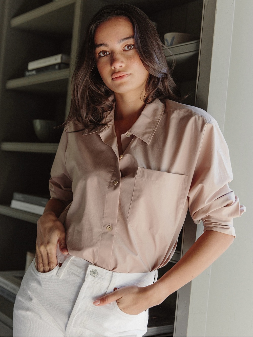 Jenni Kayne Boyfriend Shirt in Blush | XS